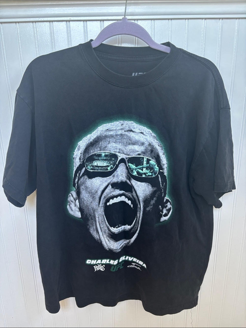 UFC Black Tee with Green-Accented Graphic